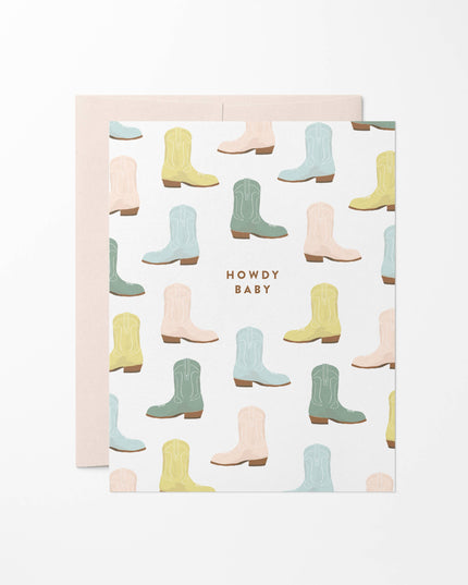 Howdy Baby Cowboy Boots, Western Baby Card