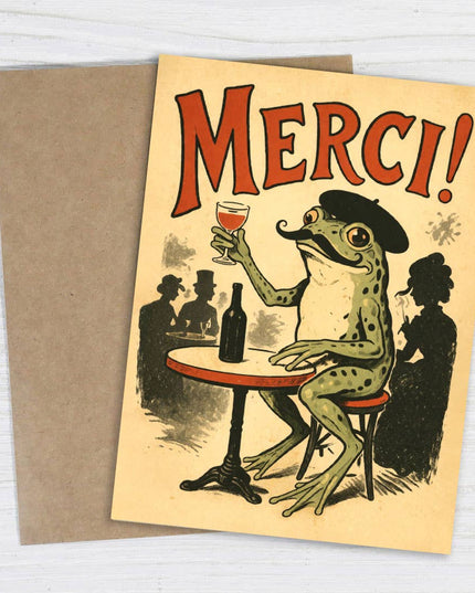 Merci! - Funny French Frog Thank You Card