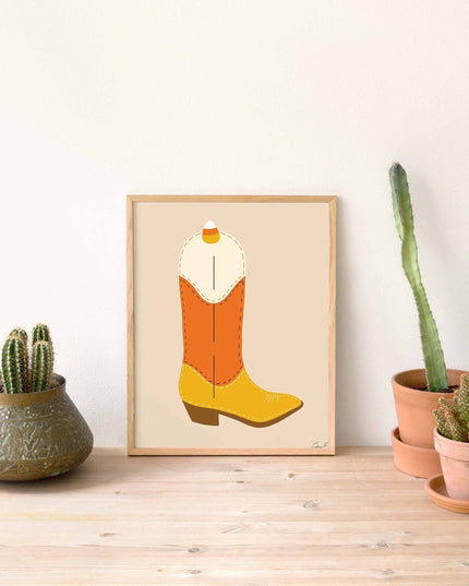 Candy Corn Cowgirl Boots Art Print