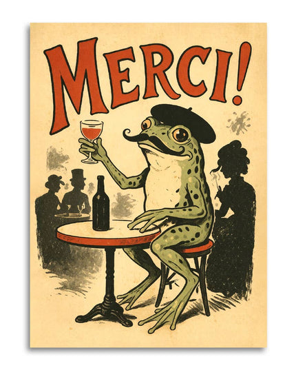 Merci! - Funny French Frog Thank You Card