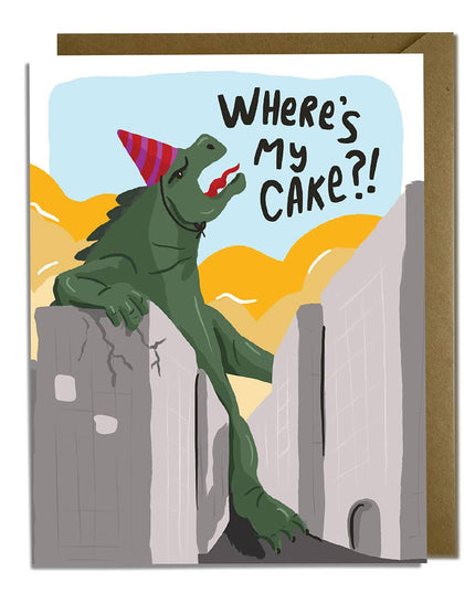 Giant Lizard Monster Birthday Card