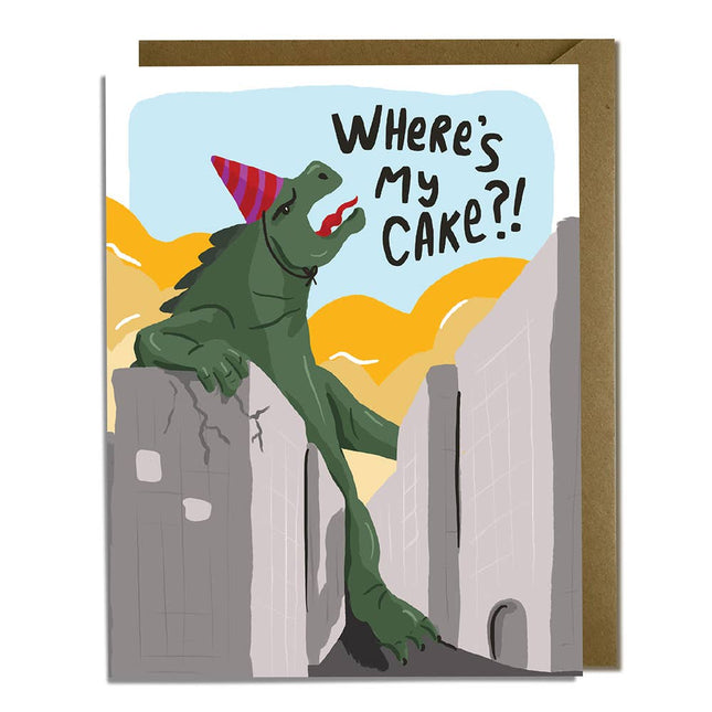 Giant Lizard Monster Birthday Card