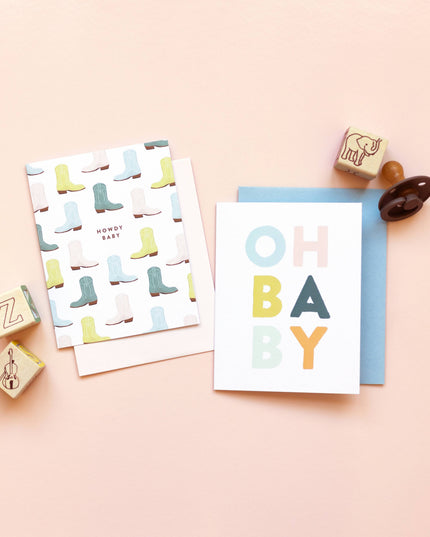 Howdy Baby Cowboy Boots, Western Baby Card
