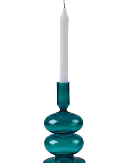Teal Wavy Candle Holder