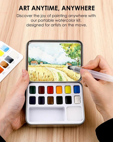 Grabie Watercolor Pocket Set of 12 with Brush - Essential Colors