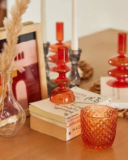 Orange Retro Candle Stick Holder