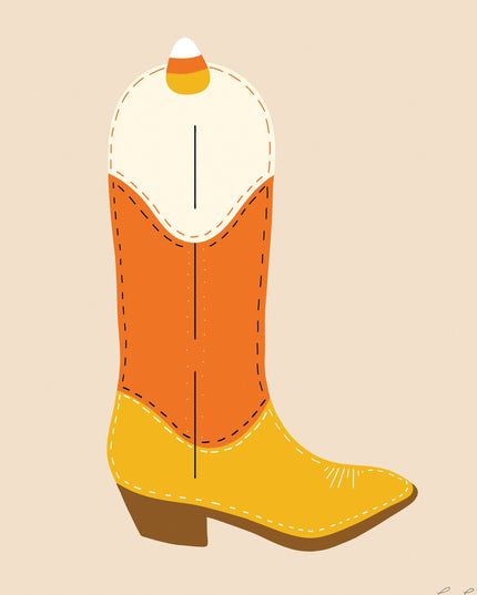 Candy Corn Cowgirl Boots Art Print