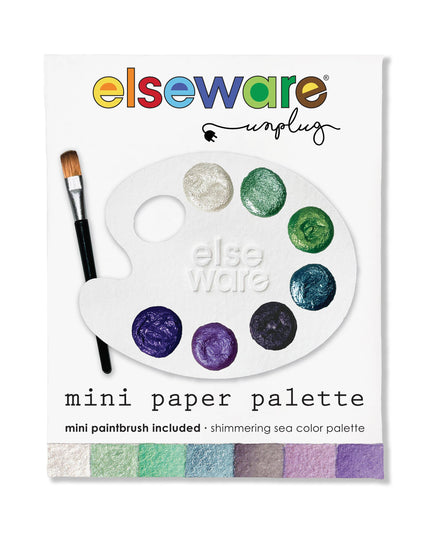 Mini Watercolor Paper Palettes - Singles w/Mini Paintbrush: Shimmering sea