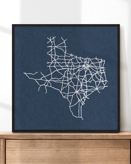 Texas Roadtrip Map 12x12 Art Print